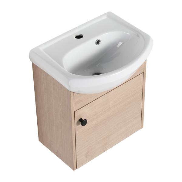 Small Size 18 Inch Bathroom Vanity With Ceramic Sink,Wall Mounting Design