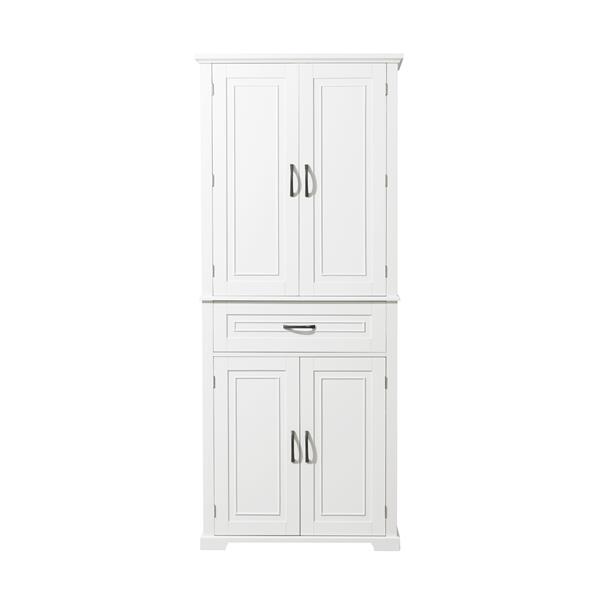 Bathroom Storage Cabinet with Doors and Drawer, Multiple Storage Space, Adjustable Shelf, White