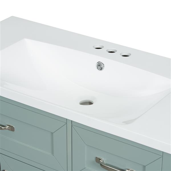 36" Bathroom Vanity with Sink Combo, Green Bathroom Cabinet with Drawers, Solid Frame and MDF Board