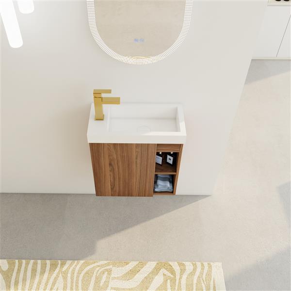 20'' Floating Wall-Mounted Bathroom Vanity with White Resin Sink & Soft-Close Cabinet Door