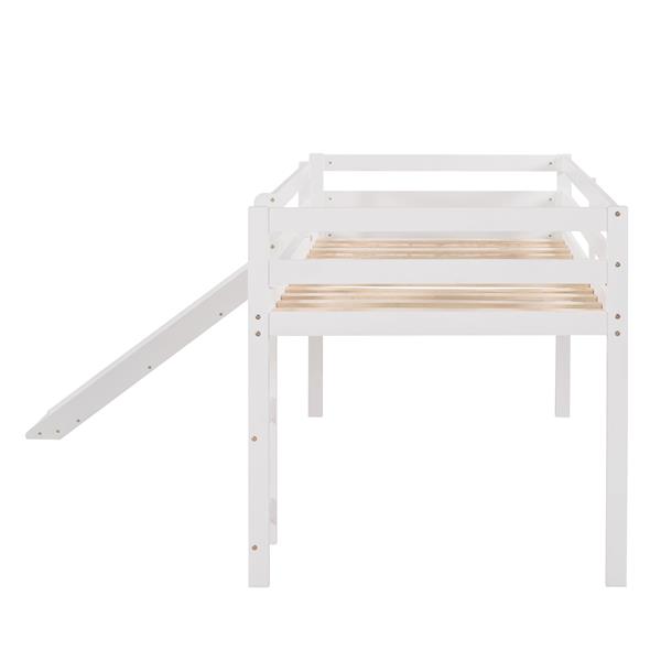 Loft Bed with Slide, Multifunctional Design, Twin (White)