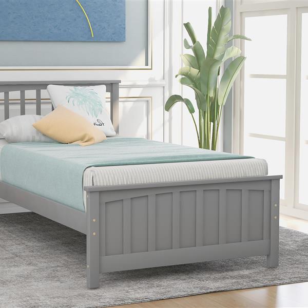 Wood Platform Bed Twin size Platform Bed, Gray