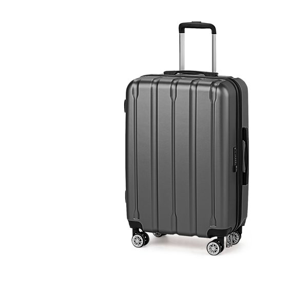 FCH 3-in-1 suitcase vertical stripes trolley case 20in 24in 28in ABS PC classic color 02-dark gray