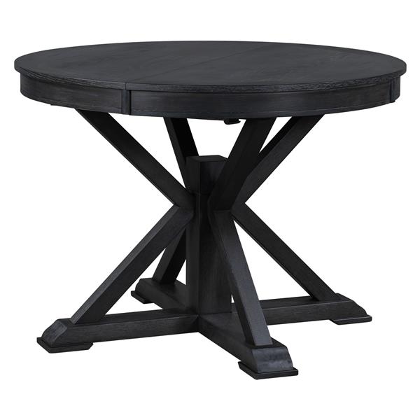 Retro Functional Extendable Dining Table with a 12" Leaf for Dining Room and Living Room (Espresso)