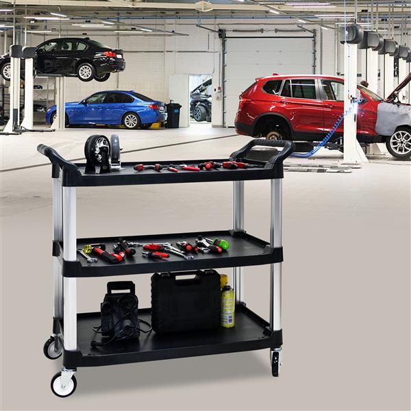 Three-layer thickened plastic mobile tool cart