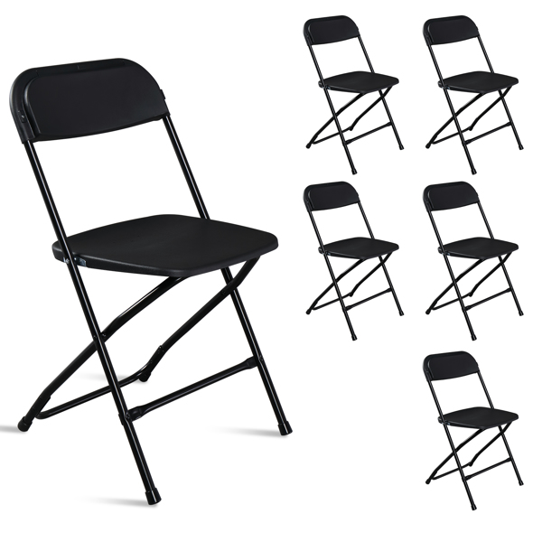 6pcs Injection Molding Classic Garden Plastic Folding Chair Black