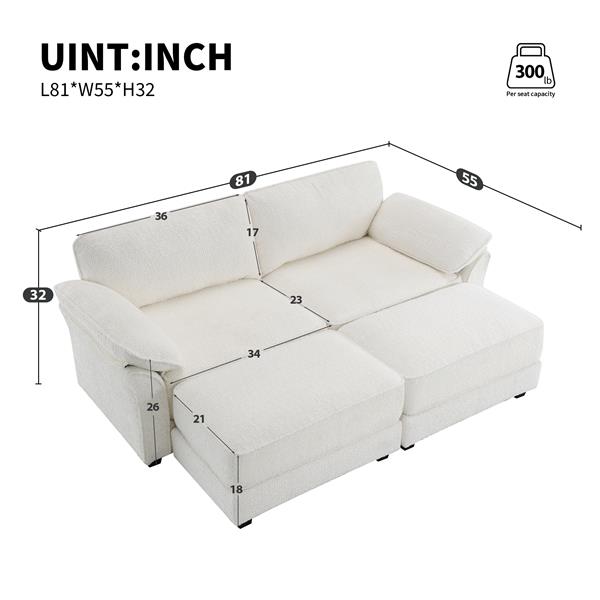 [VIDEO provided] [New] Free Combination Modular Convertible Sectional Sofa Bed Set, 4 Seat Upholstered Sleeper Corner Couch, Deep-Seat Loveseat with Ottoman for Living Room, Office, Apartment,2 Colors