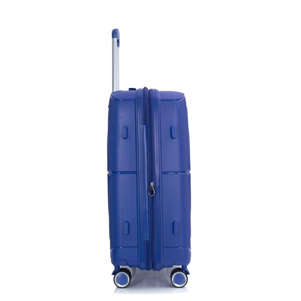 Expandable Hardshell Suitcase Double Spinner Wheels PP Luggage Sets Lightweight Durable Suitcase with TSA Lock,3-Piece Set (20/24/28) ,Navy