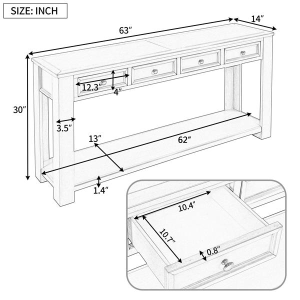 Console Table/Sofa Table with Storage Drawers and Bottom Shelf for Entryway Hallway(Dark Blue)