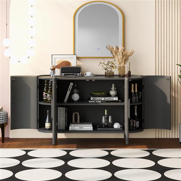 Curved Design Light Luxury Sideboard with Adjustable Shelves,Suitable for Living Room,Study and Entrance