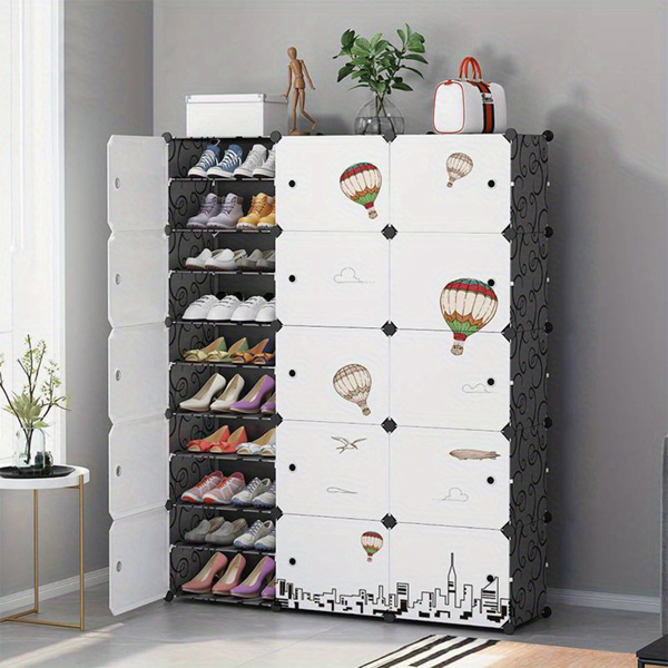 simple dust-proof shoe rack, cute 8-story household economical shoe storage cabinet, 1 column, 8-story shoe cabinet including stickers