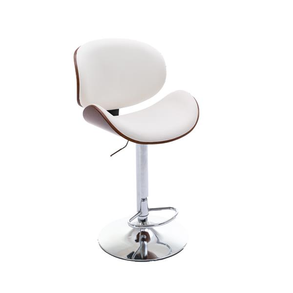 Adjustable Bar Stools , Upholstered Swivel Barstool, white PU Leather Barstools (Set of 2)