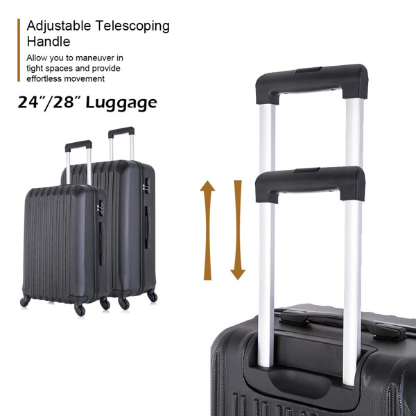 4 Piece Set Luggage Sets Suitcase ABS Hardshell Lightweight Spinner Wheels Black