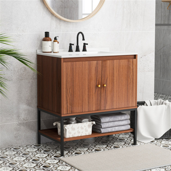 Walnut bathroom sink set 31 inches x 19 inches x 41 inches (length x width x height)