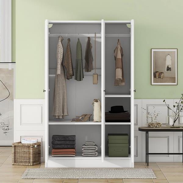 3-Door Shutter Wardrobe with shelves, White