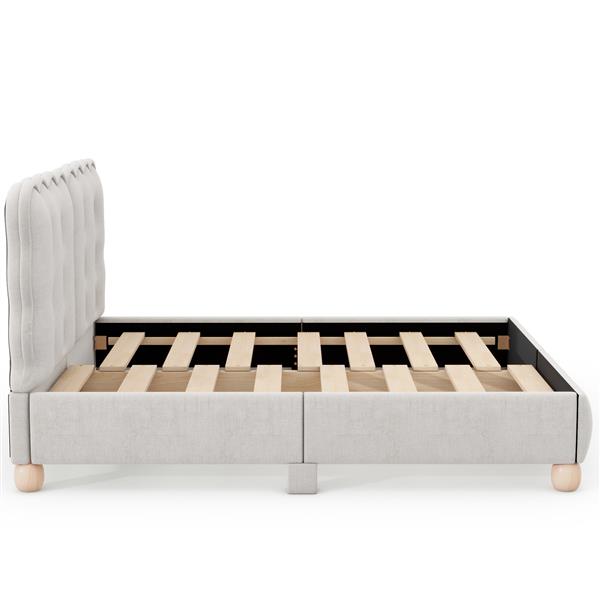 Queen Size Upholstered Platform Bed with Support Legs,Beige