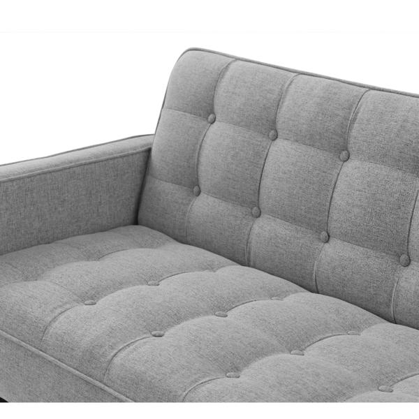 Grey, Linen Futon Sofa Bed 73.62 Inch Fabric Upholstered Convertible Sofa Bed, Minimalist Style for Living Room, Bedroom.