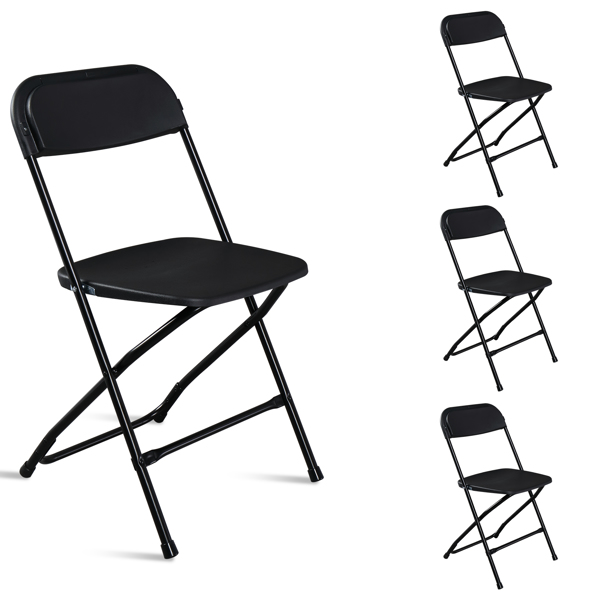 4pcs Injection Molding Classic Garden Plastic Folding Chair Black