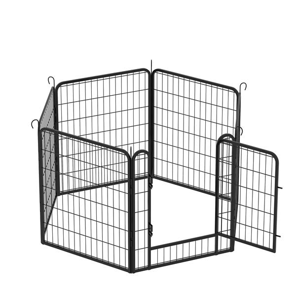 6 Panels Heavy Duty Metal Playpen with door,31.7"H Dog Fence Pet Exercise Pen for Outdoor, Indoor