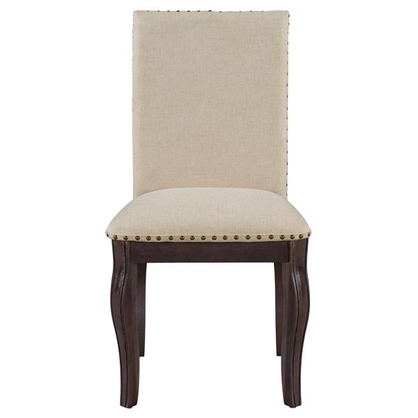 Set of 4 Dining chairs Wood Upholstered Fabirc Dining Room Chairs with Nailhead (Espresso)