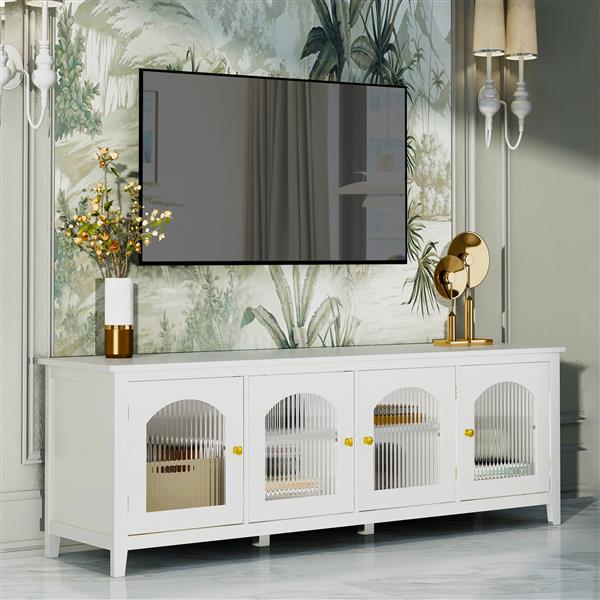 71-inch stylishTVcabinet,Entertainment CenterTV stand,TVConsoleTable,Media Console,solidwood frame,Changhong glass door,Metal handle,antique white,for the children's room,bedroom Living Room