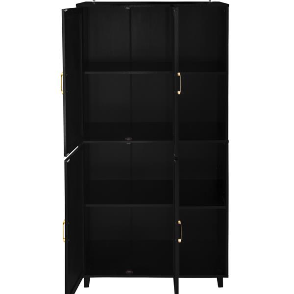 4 Door Cabinet with 4 Shelves with 4 Adjustable Inner Shelves, Storage Cabinet