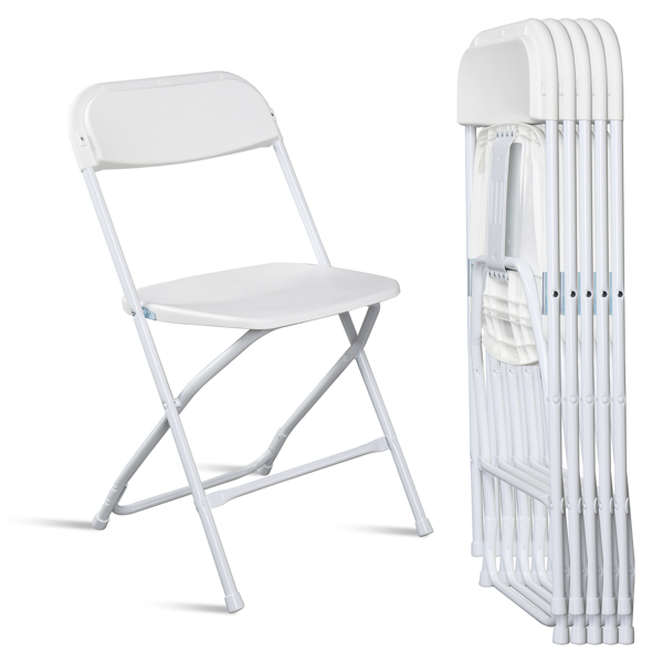 6pcs Injection Molding Classic Garden Plastic Folding Chair White