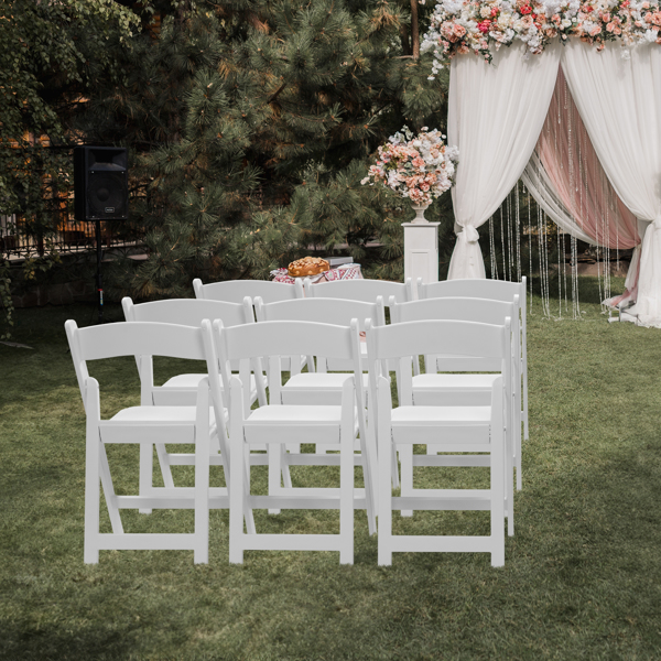 4 Pack Folding Chairs, Resin Chairs with Padded Seat, Comfortable Event Chairs Indoor Outdoor for Home Event Party Picnic School Wedding, White