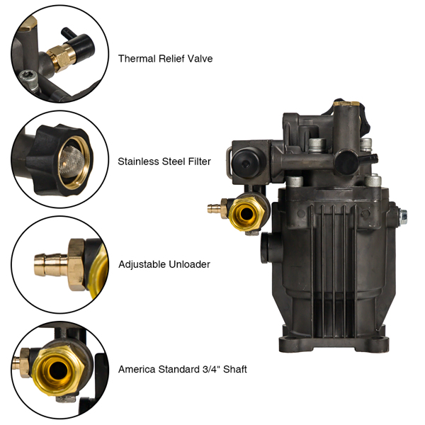 3000PSI 卧式 3/4“ 高压清洗机 铝制斜盘泵-6