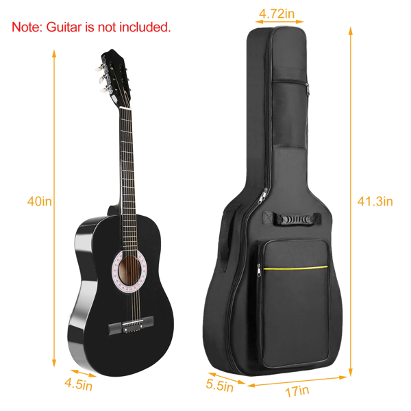 41” Guitar Backpack Adjustable Shoulder Strap Water-resistant Guitar Carry Bag 5mm Thick Padded Protective Acoustic Guitar Bag