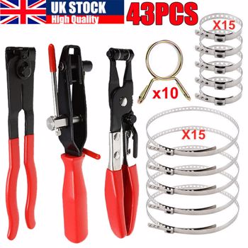 43Pcs Universal CV Boot Clips Kit Stainless Steel & CV Joint Crimp Clamp Pliers