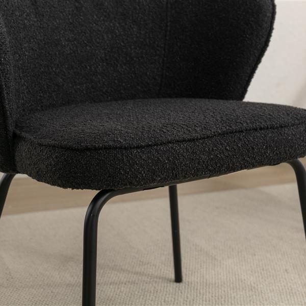 041-Set of 1 Fabric Dining Chair With Black Metal Legs,Black