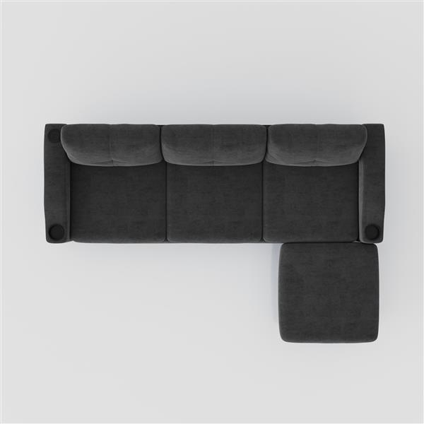 Convertible Combo Sofa Sofa L-Shaped Sofa with Storage Cabinet Footstool, Living Room Dark Gray Sofa, Living Room/Bedroom/Office/Small Space 3-Seat Combo Sofa