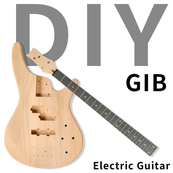 DIY 4 String IB Style Electric Bass Guitar Kits with Mahogany Body, Maple Neck and Accessories