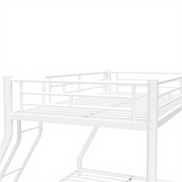 Metal Bunk Bed Twin Over Full Size with Removable Stairs, Heavy Duty Sturdy Frame with 12" Under-Bed Storage for Teen & Adults, Teens, No Box Spring Needed, White