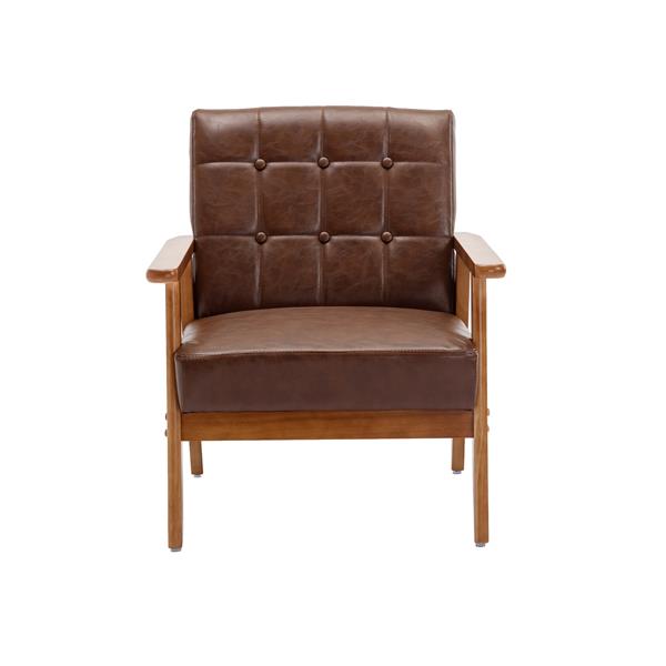 Leisure Chair with Solid Wood Armrest and Feet, Mid-Century Modern Accent chair, for Living Room Bedroom Studio chair