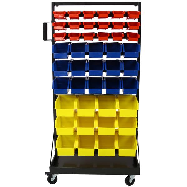 90 Parts Bin Shelving Storage Organizer with Locking Wheels for Shop Garage and Home