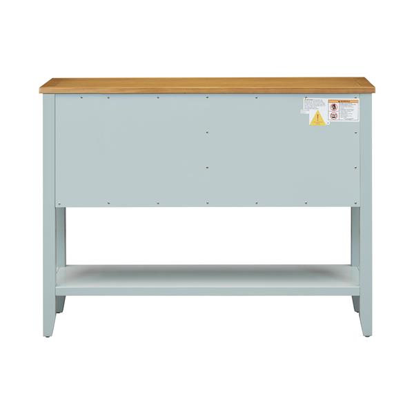 Series  Ample Storage Vintage Console Table with Four Small Drawers and Bottom Shelf for Living Rooms, Entrances and Kitchens (Lime White)