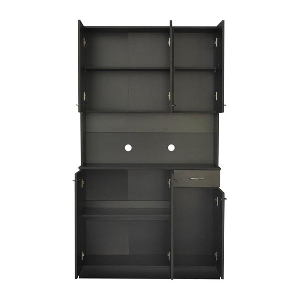 70.87" Tall Wardrobe& Kitchen Cabinet, with 6-Doors, 1-Open Shelves and 1-Drawer for bedroom,Black