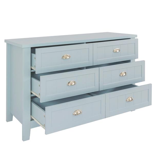 Drawer Dresser BAR CABINET side cabinet,buffet sideboard,buffet service counter, solid wood frame,plasticdoor panel,retro shell handle,applicable to dining room, living room,kitchen corridor,Blue-gray