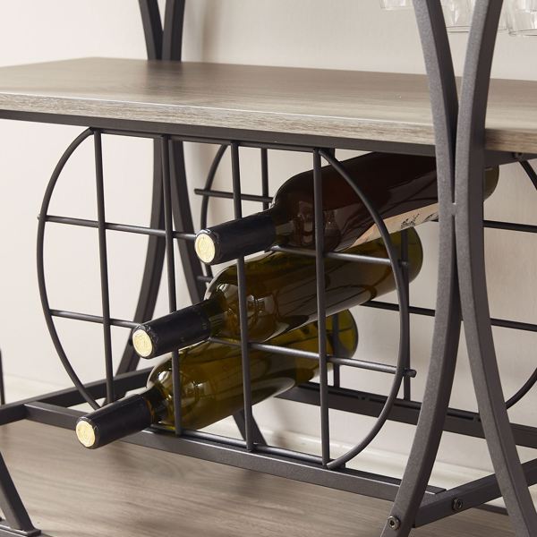 Painted Bar Cart, With Wine Rack And Glass Holder, For Kitchen, Serving, Hotel, Black