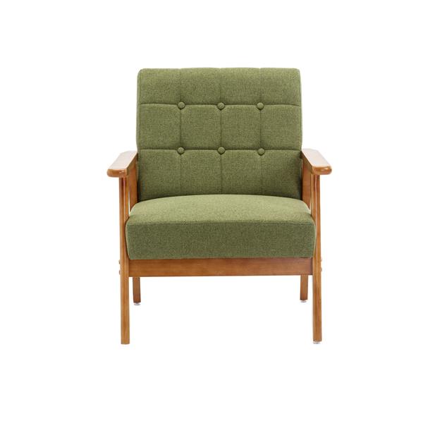 Leisure Chair with Solid Wood Armrest and Feet, Mid-Century Modern Accent chair, for Living Room Bedroom Studio chair