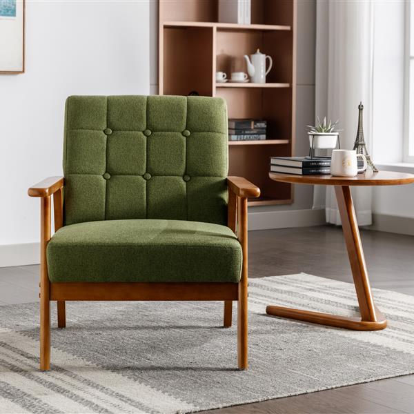 Leisure Chair with Solid Wood Armrest and Feet, Mid-Century Modern Accent chair, for Living Room Bedroom Studio chair