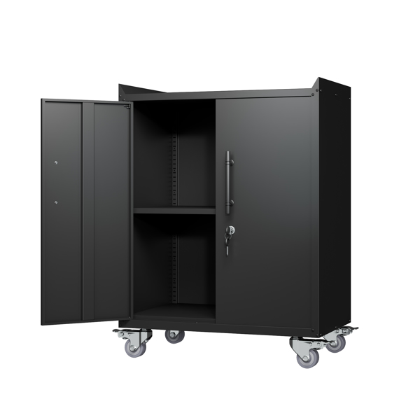 2 Door Tool Cabinets for Garage, Lockable Garage Storage Cabinet, Locking Metal Storage Cabinet with Wheels, Rolling Tool Chest, Assembly Required H34*W30.3*D18