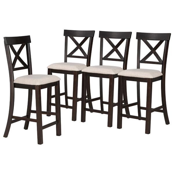 6-Piece Counter Height Dining Table Set Table with Shelf 4 Chairs and Bench for Dining Room (Espresso)