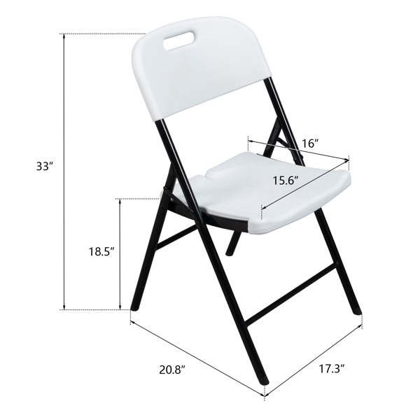 6pcs 47*54*84cm Garden Plastic Folding Chair White