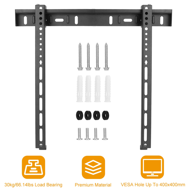 TV Wall Mount TV Wall Holder Bracket Support 32-65 inch Flat TV Max Hole Distance 400x400mm Hold Up To 30kg/66.14lbs