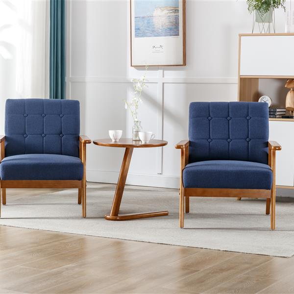 Chairs Set of 2 with Side Table, Mid Century Modern Chair, Wood and Fabric Armchairs Side Chair, Lounge Reading Comfy Arm Chair for Living Room, Bedroom, Office