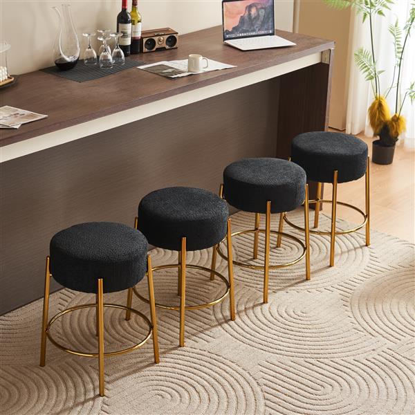 24" Tall, Round Bar Stools, Set of 2 - Contemporary upholstered dining stools for kitchens, coffee shops and bar stores - Includes sturdy hardware support legs