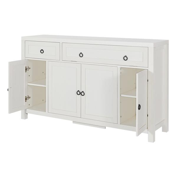 Retro Style Large Storage Space Sideboard with Flip Door and 1 Drawer, 4 Height-Adjustable Cabinets, Suitable for Kitchen, Dining Room, Living Room (Antique White)